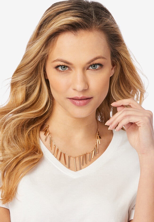 Cascading Fringe Necklace, GOLD, hi-res image number 0