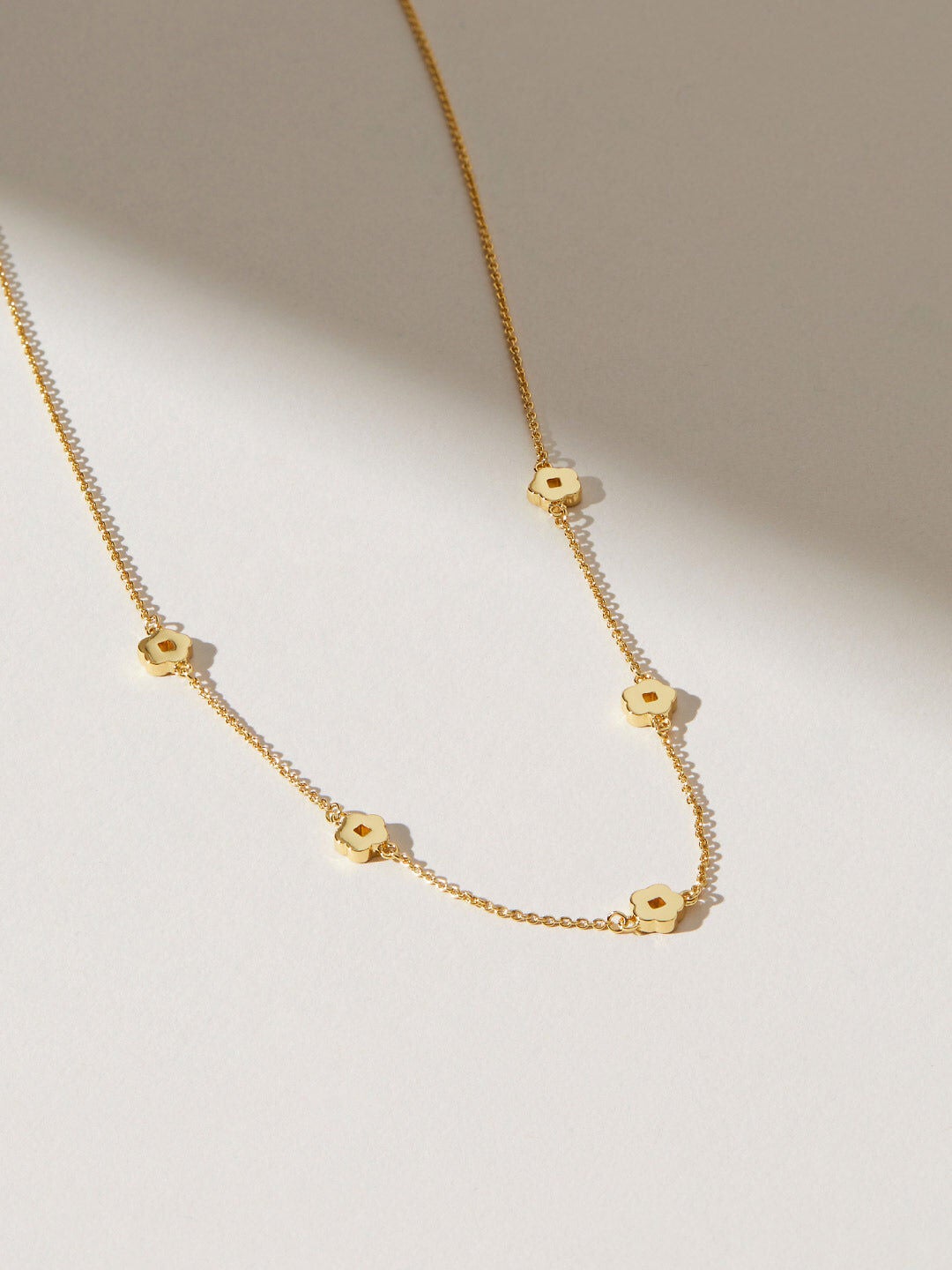 Rowena Necklace Flower Station Necklace, GOLD, alternate image number 4