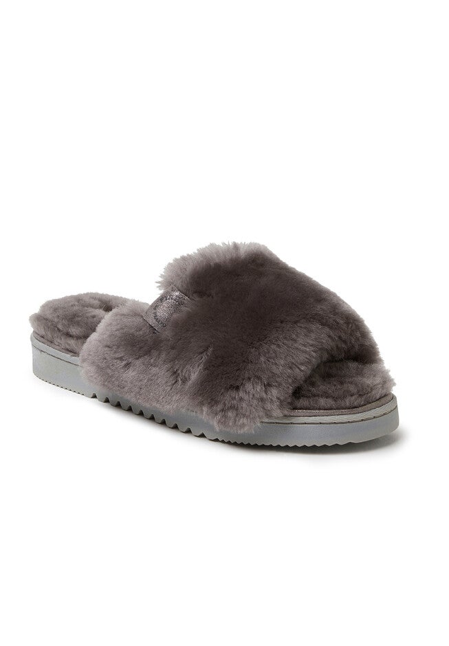 Cairns Shearling Slide Slippers, GREY, hi-res image number null