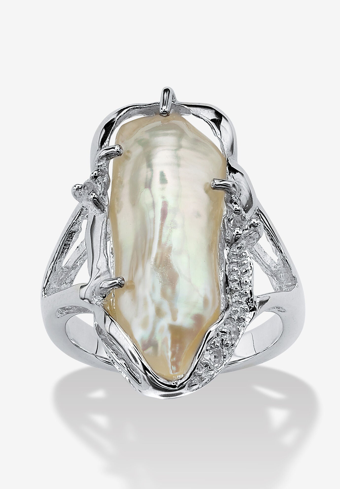 Sterling Silver Cultured Freshwater Pearl And Topaz Ring Jewelry, PEARL TOPAZ, hi-res image number 0