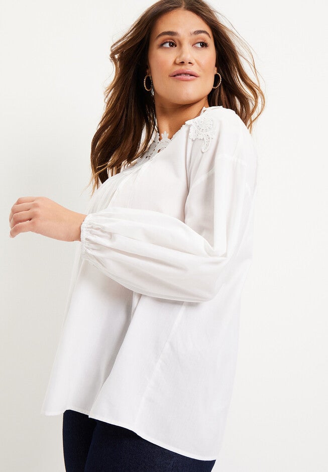 Lace La Vie Poplin Top, , alternate image number null