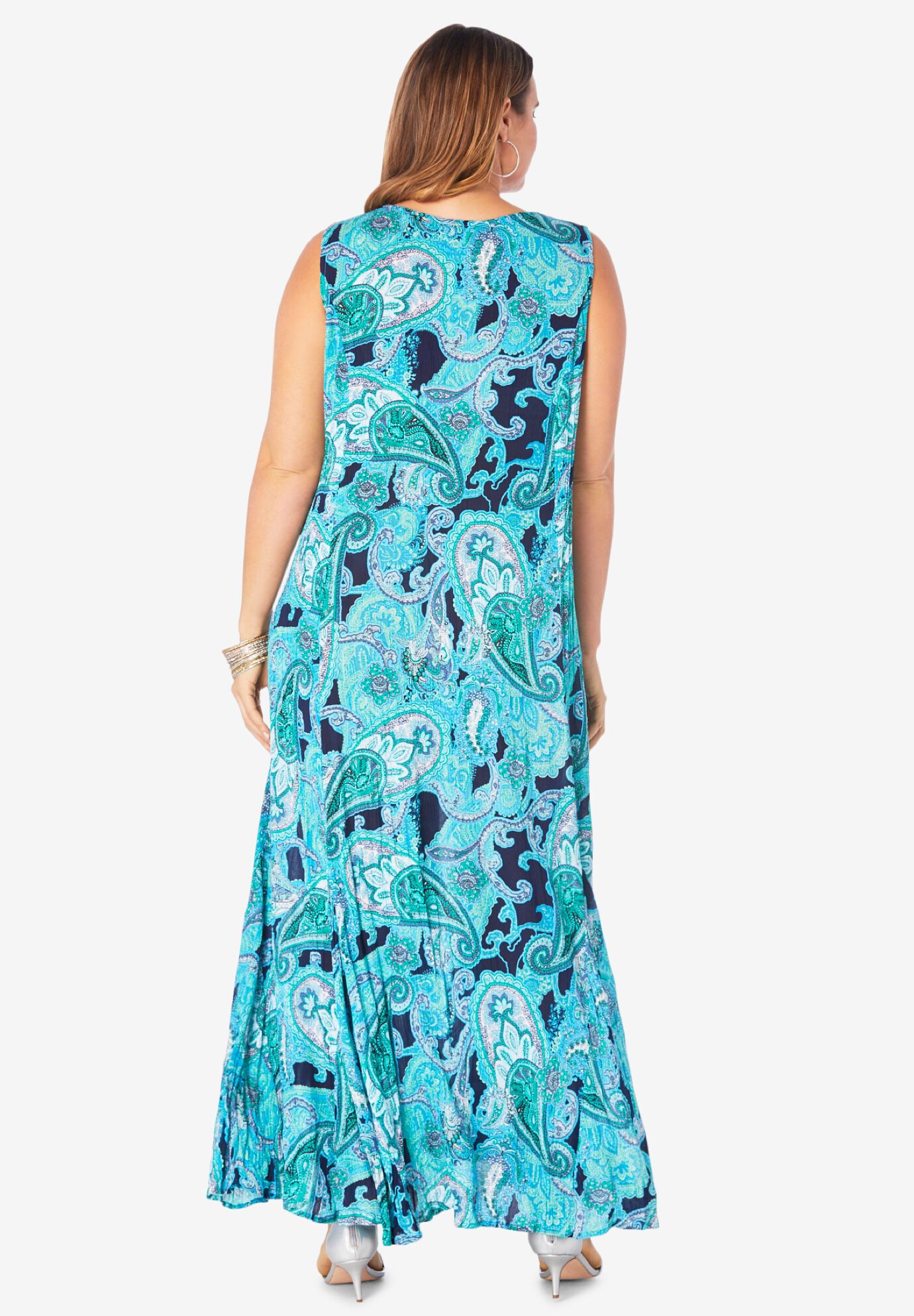 Crinkle A-Line Maxi Dress, , on-hover image number 1