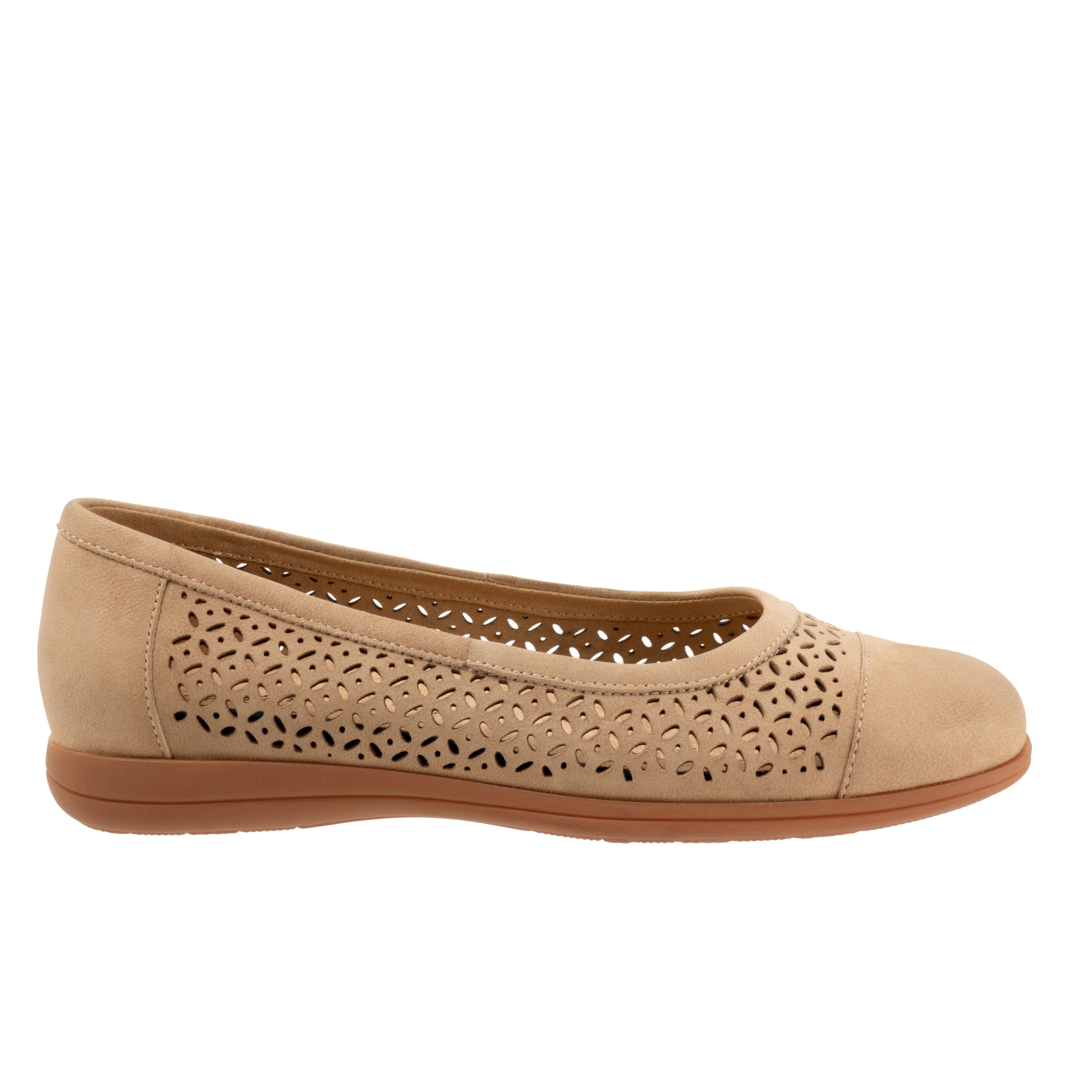 Delmara Flat, BEIGE NUBUCK PERF, alternate image number 4