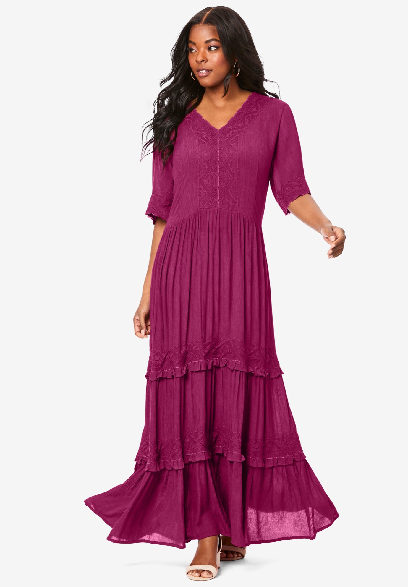 Lace Crinkle Maxi Dress Jessica London