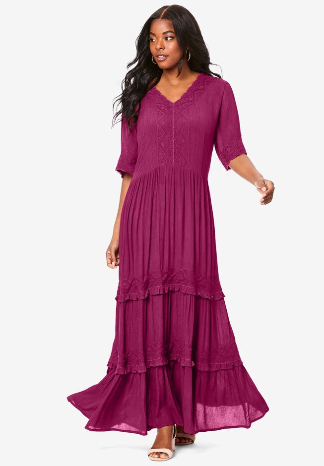 Lace Crinkle Maxi Dress Jessica London