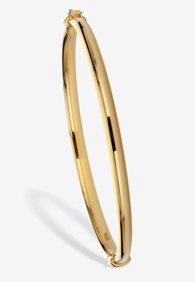 Yellow Gold Plated Sterling Silver Polished Bangle Bracelet (4Mm), 7.75 Inches Jewelry, GOLD, hi-res image number null