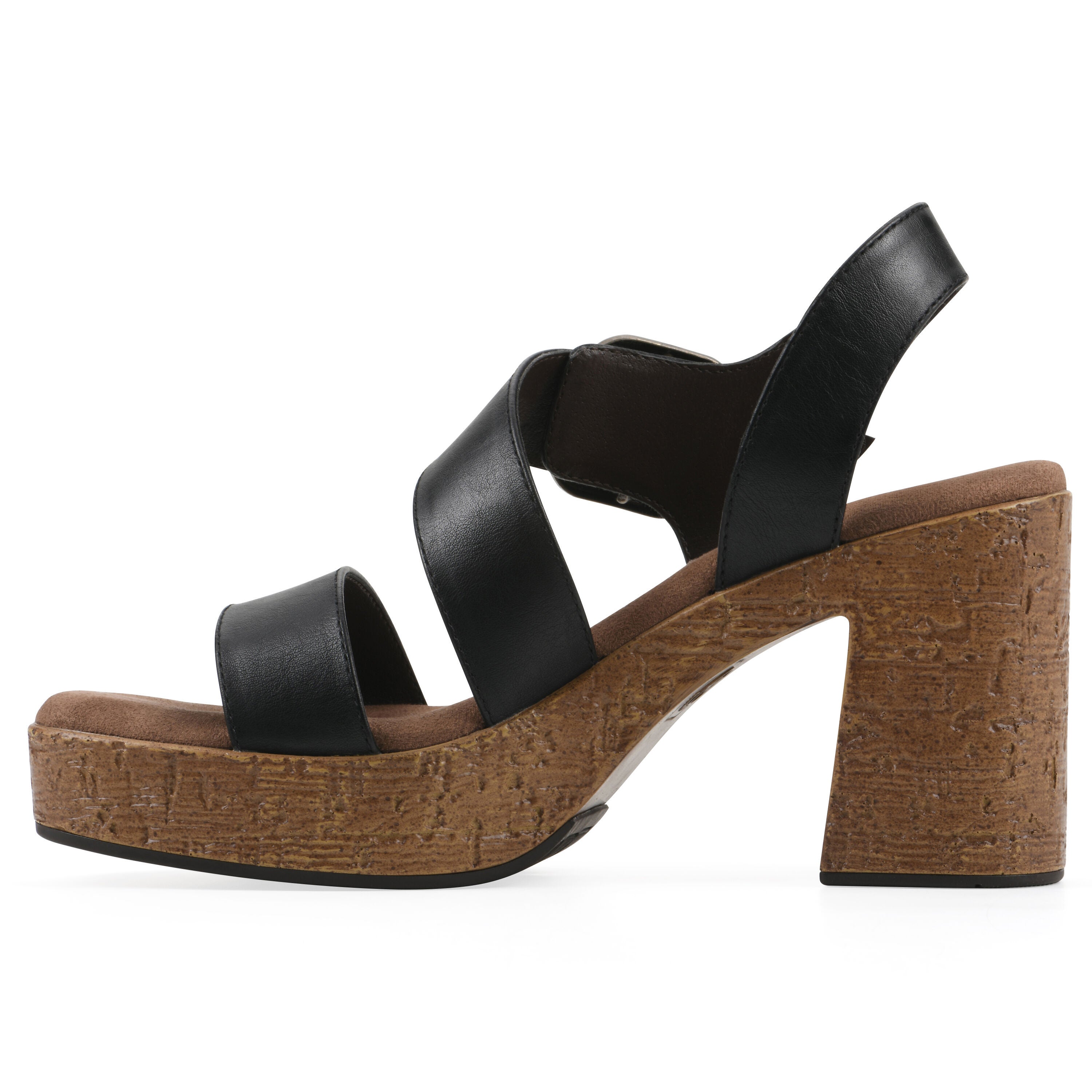 Barb Platform Sandal, BLACK SMOOTH, alternate image number 3