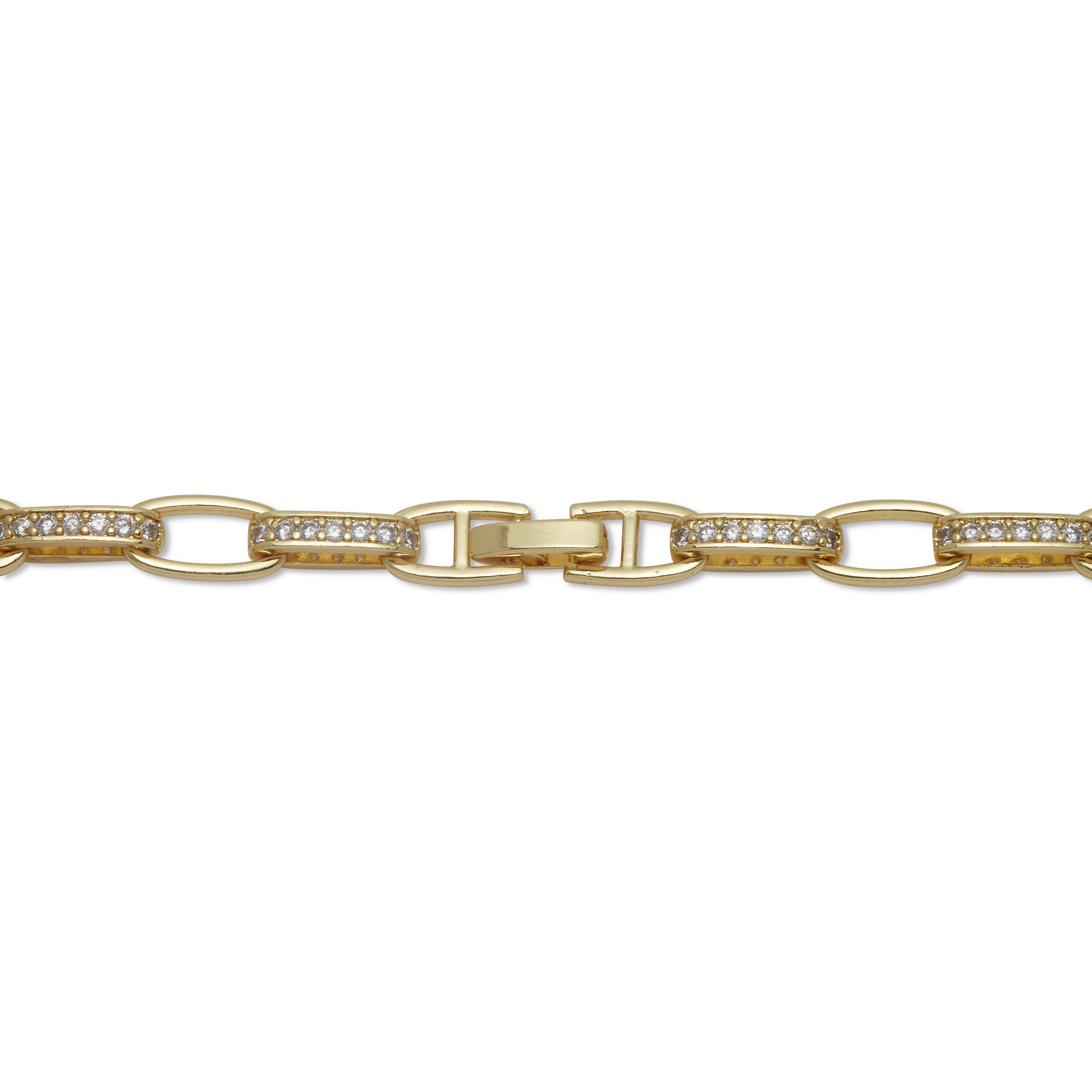 Crystal Goldtone Paperclip Necklace, 18 Inches, WHITE, on-hover image number 1