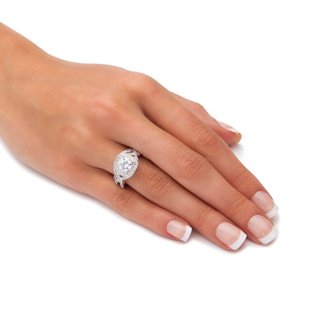 2.20 TCW CZ Two-Piece Halo Bridal Ring Set in Platinum-plated Sterling Silver, WHITE, alternate image number null