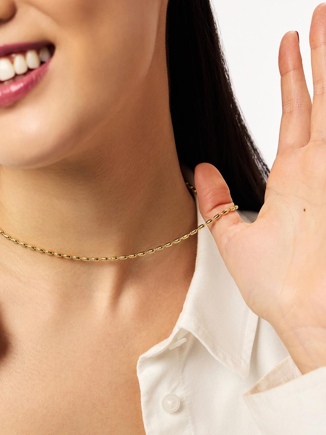 Capri Ball Chain Necklace, GOLD, alternate image number 2