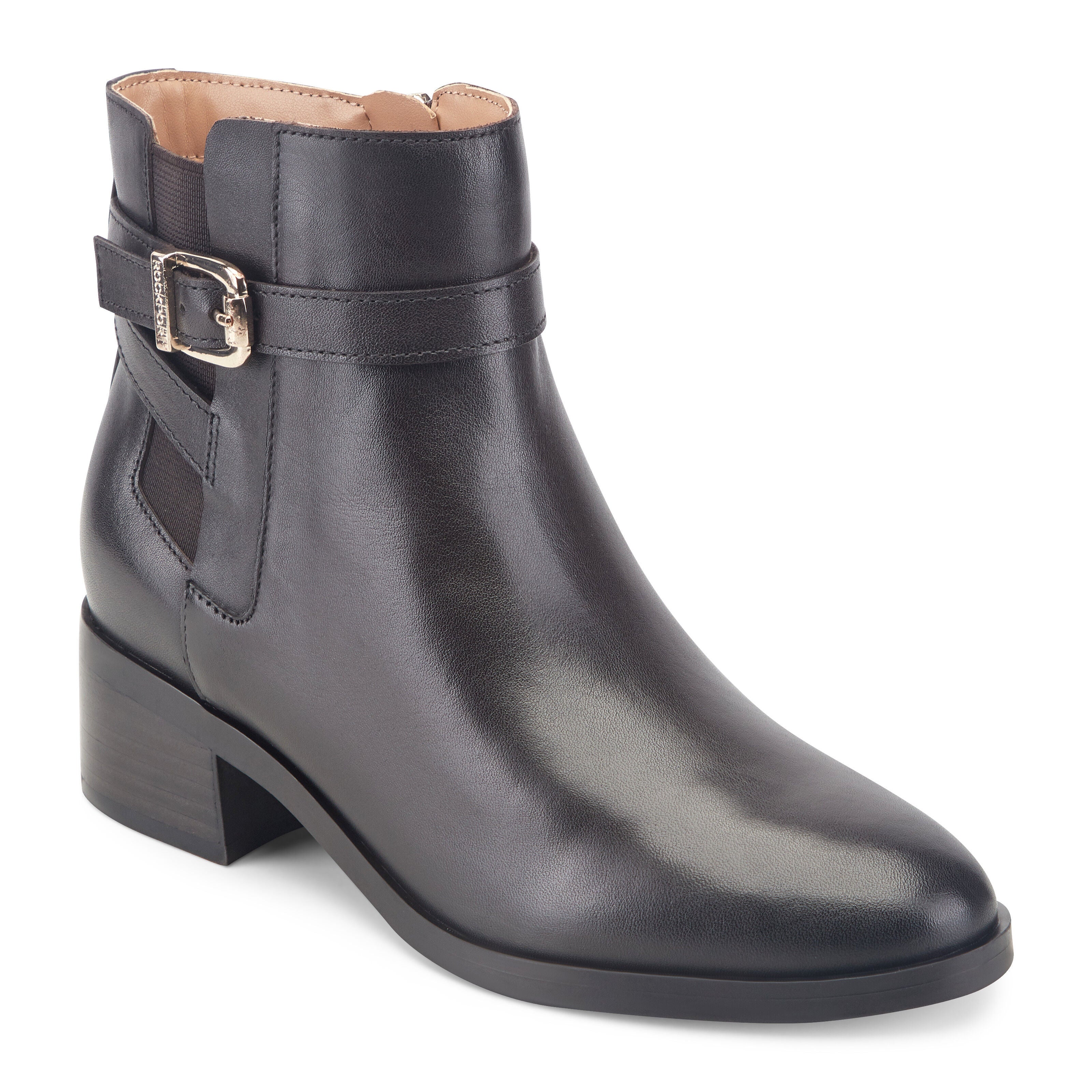 Teegan Dress Plain Toe Side Gore Booties, DARK BROWN, hi-res image number 0