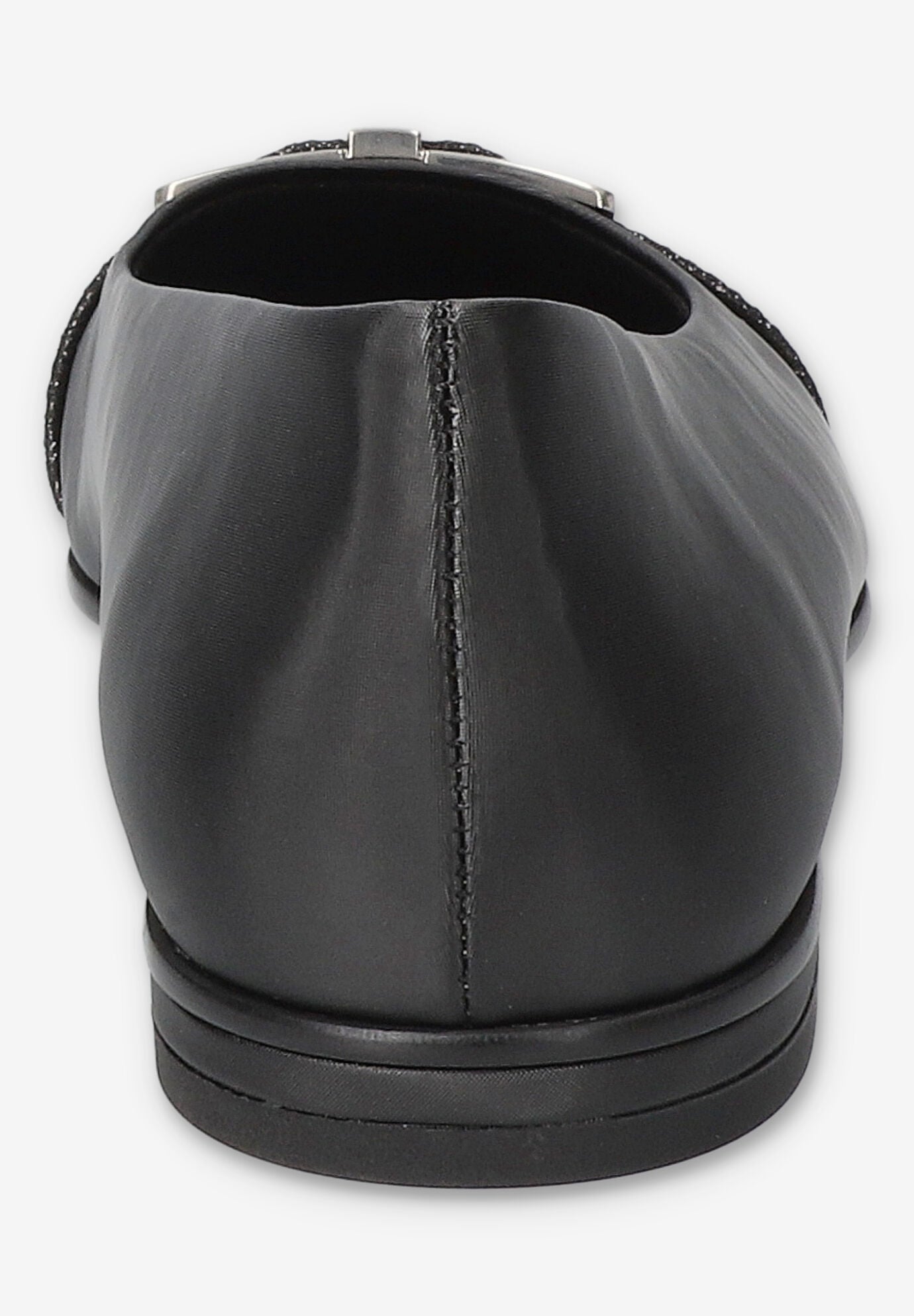 Keely Square Toe Flat, BLACK SATIN, on-hover image number 1