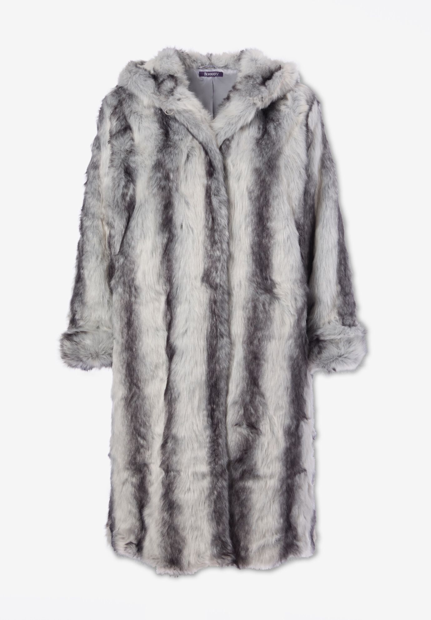 Plus Size Hooded Faux Fur Coat, , alternate image number 5