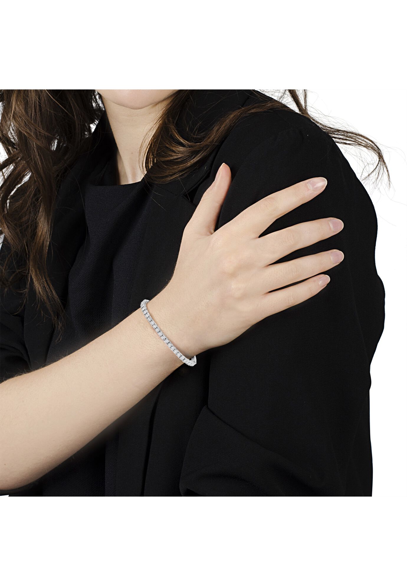 Silver 1.0 Cttw Lab Grown Diamond Illusion-Set Tennis Bracelet - 7.25 inches Inches, , alternate image number 4