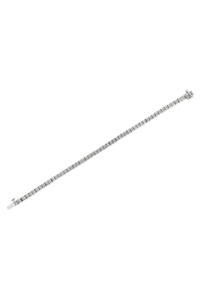Sterling Silver Diamond Square Frame Miracleset Tennis Bracelet 8 inches, , alternate image number null