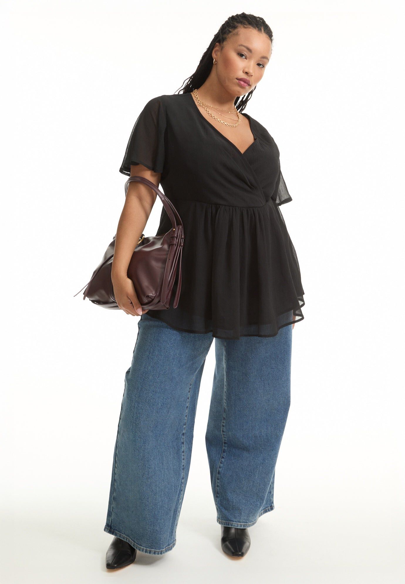 Faux Wrap Fit-and-Flare Top