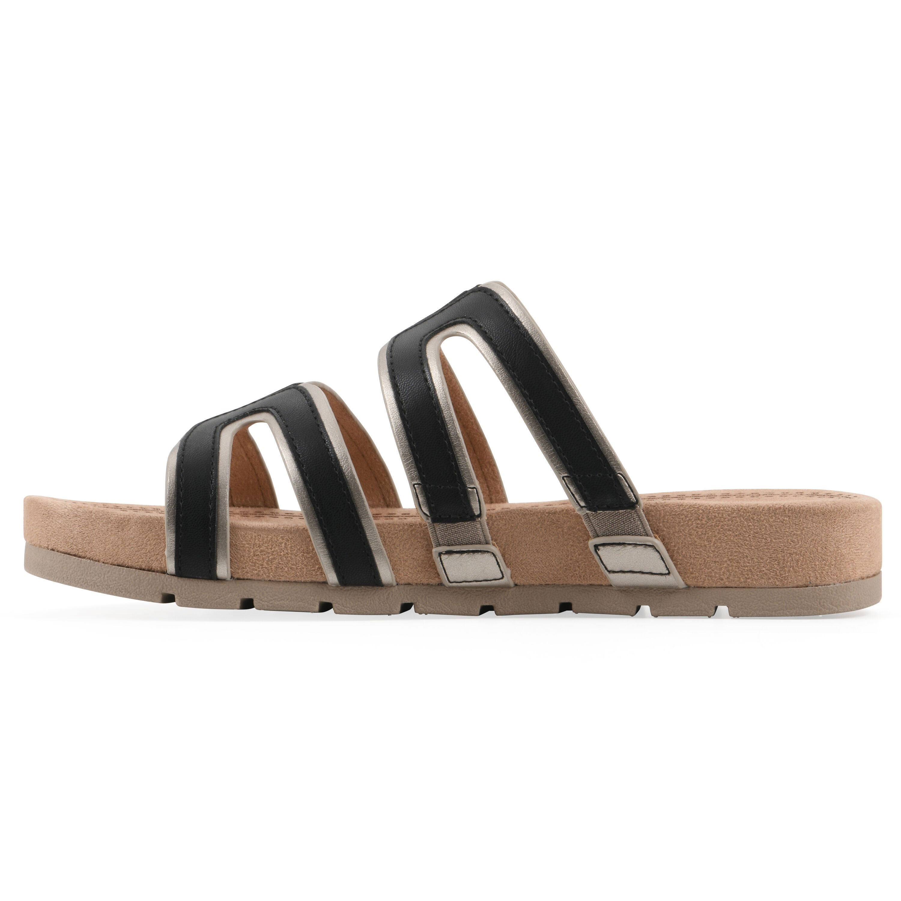 Tinarose Slide Sandal, BLACK PALE GOLD, alternate image number 3