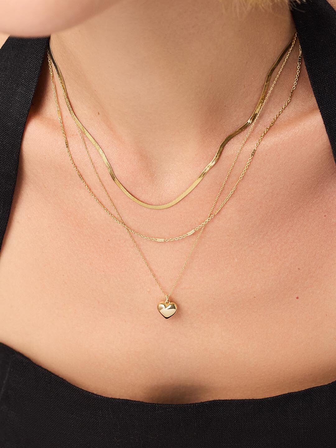 Gold Heart Necklace - Lev Small, GOLD, alternate image number 4