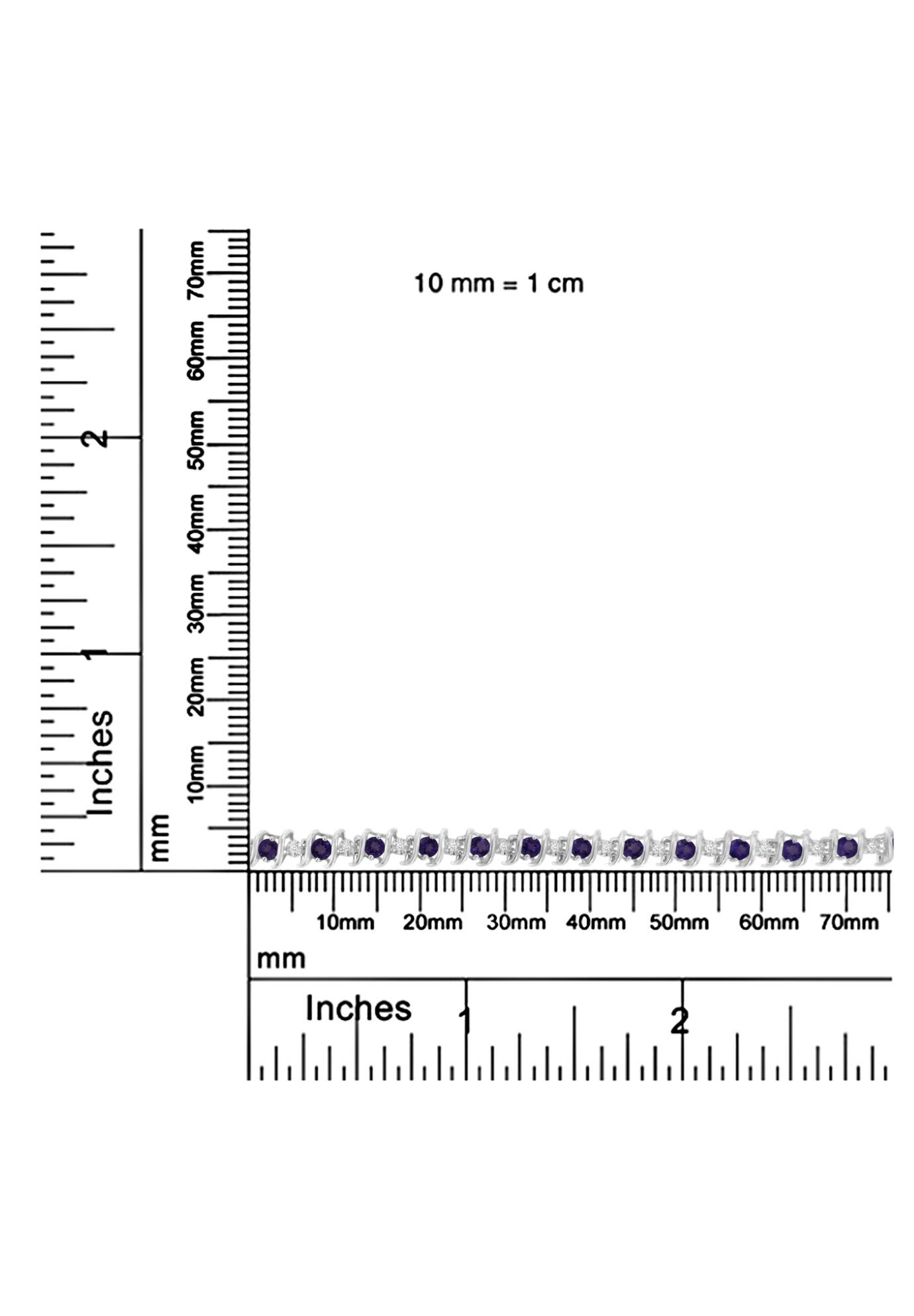 Sterling Silver Gemstone & Round Diamond Tennis Bracelet Purple Amethyst February Birthstone, , alternate image number 6