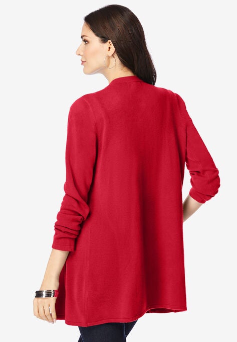 Fine-Gauge Handkerchief Hem Cardigan, , on-hover image number null