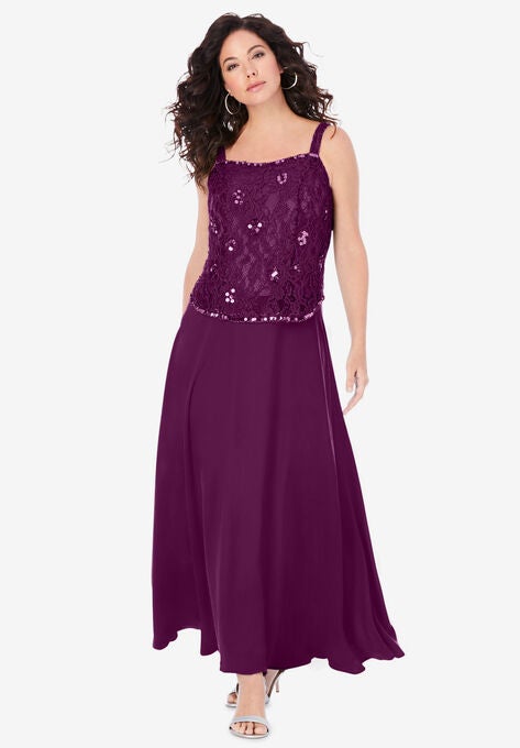 Beaded Lace Jacket Dress, , alternate image number null