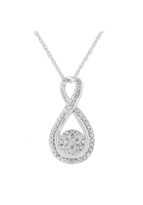 Sterling Silver Diamond Accent Infinity Pendant Necklace, WHITE, hi-res image number null