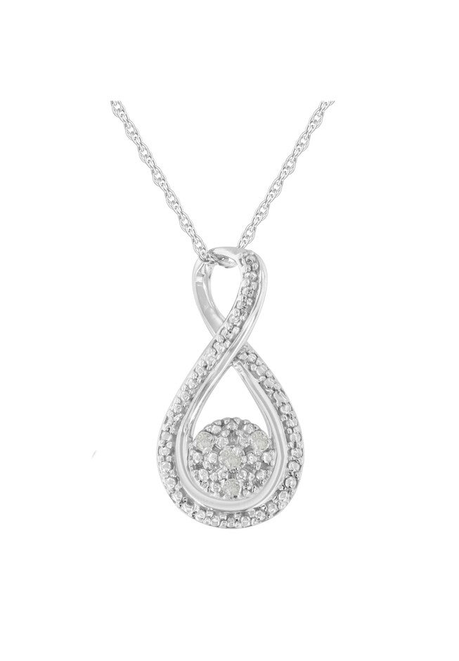 Sterling Silver Diamond Accent Infinity Pendant Necklace, WHITE, hi-res image number 0