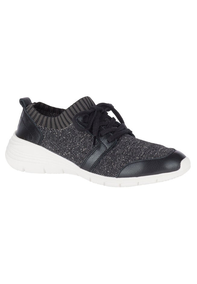 Cypress Knit Lace-Up Sneakers by Hush Puppies®, BLACK WHITE TEXTILE, hi-res image number null