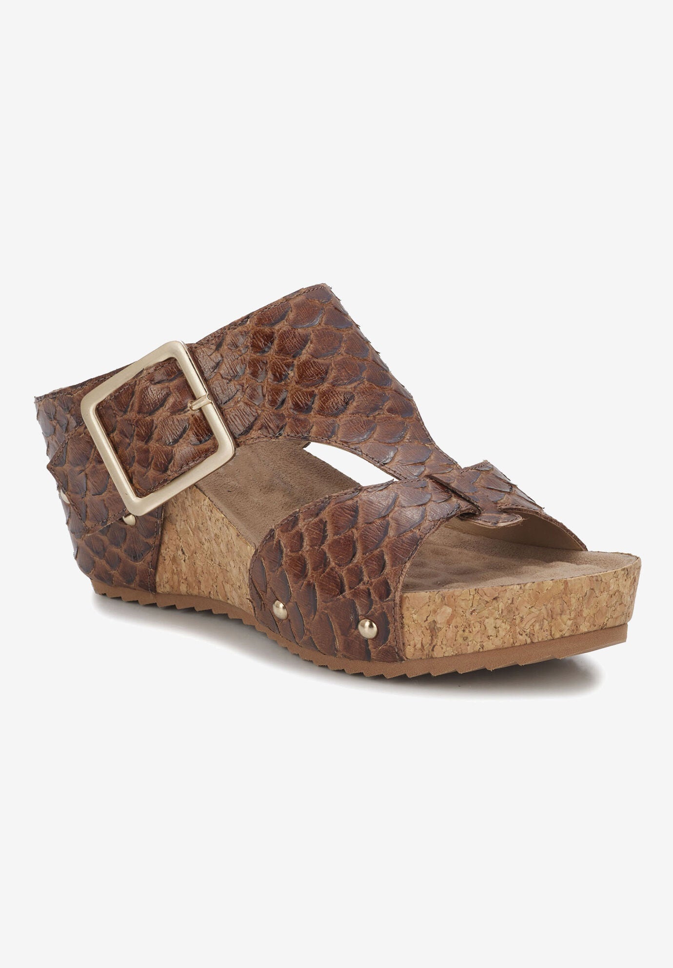 Thea Wedge Sandal, LUGGAGE SNAKE LEATHER, hi-res image number 0