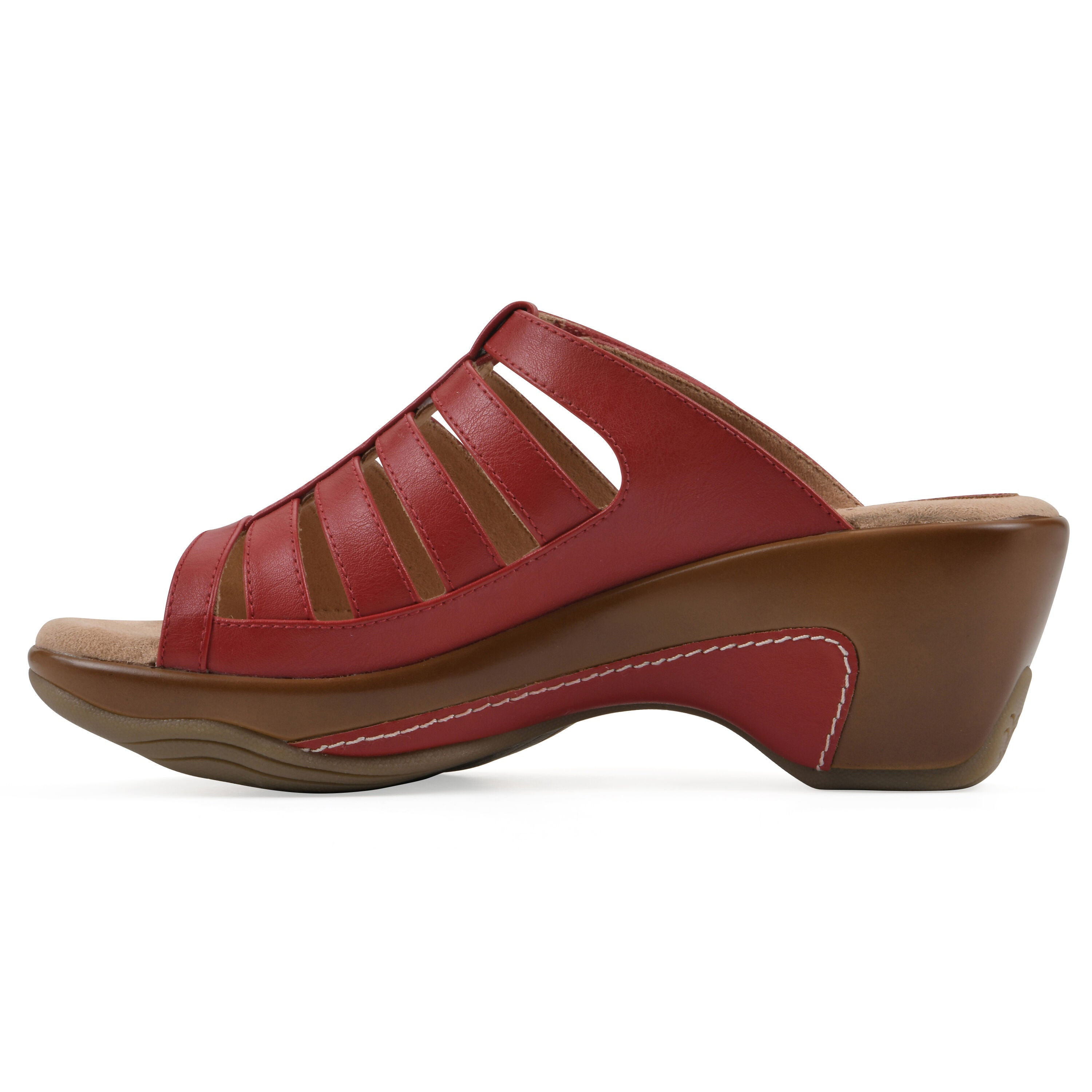 Valencia Slip-On Clog Sandal, RED BURNISHED, alternate image number 3