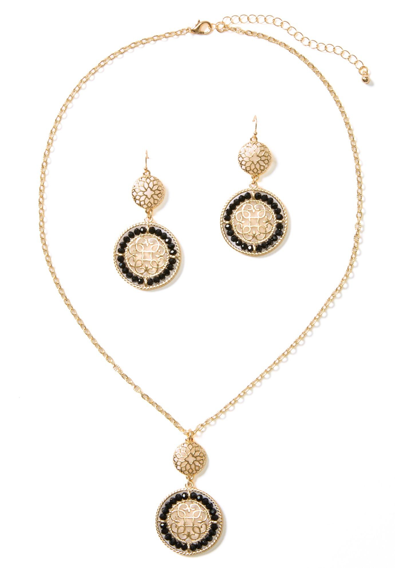 Earring and Necklace Set, GOLD, hi-res image number 0