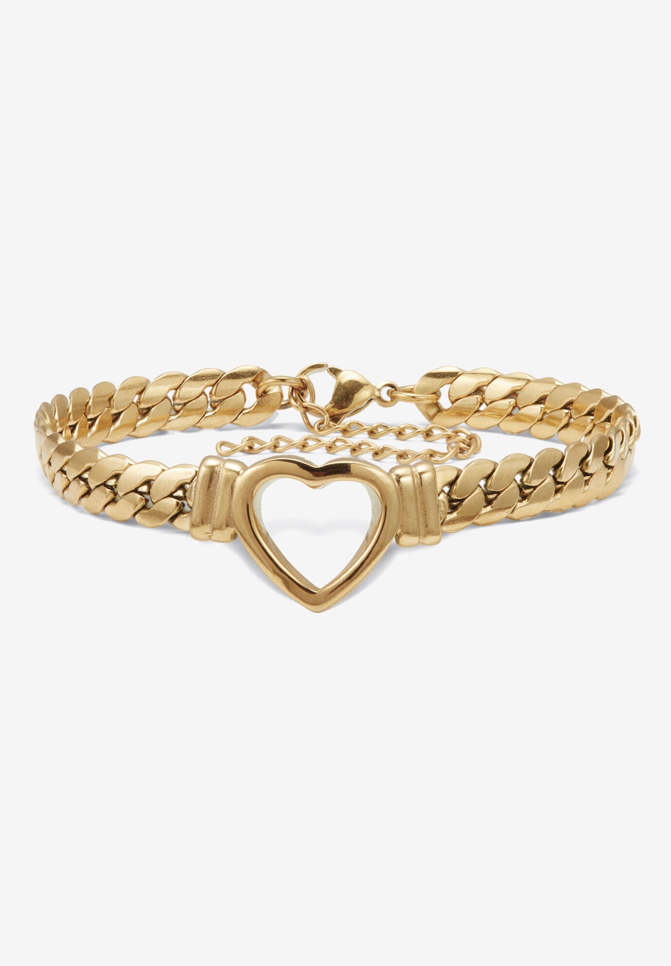 Yellow Gold Ion-Plated Stainless Steel Heart Bracelet And Necklace 16 Inch, , alternate image number 4