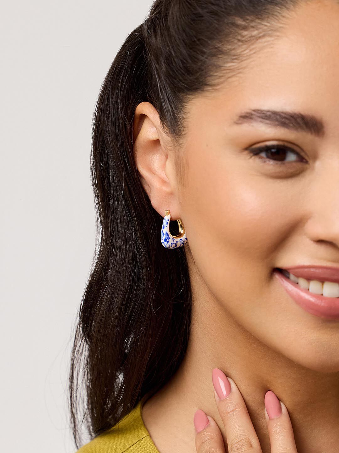 Statement Earrings - Dakota Marble Blue, GOLD, alternate image number 4