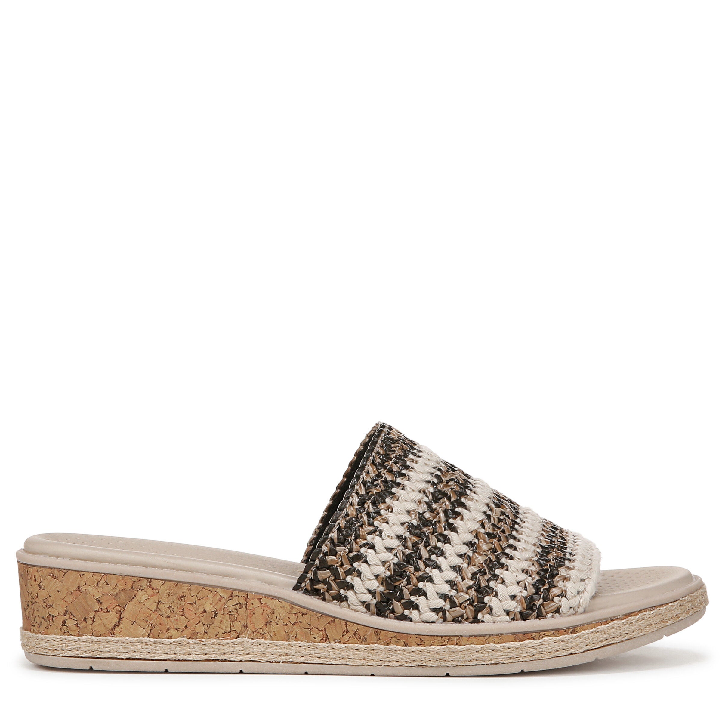 Breezy Wedge Sandal, BLACK RAFFIA, alternate image number 3