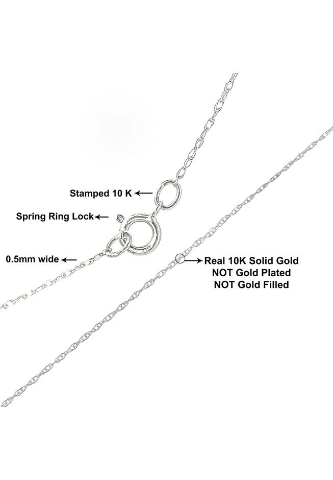 Solid White Gold Rope Chain Necklace Unisex Chain 20 inches, , on-hover image number null