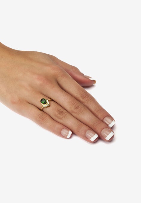 Yellow Gold Plated Simulated Birthstone And Round Crystal Ring Jewelry, , alternate image number null