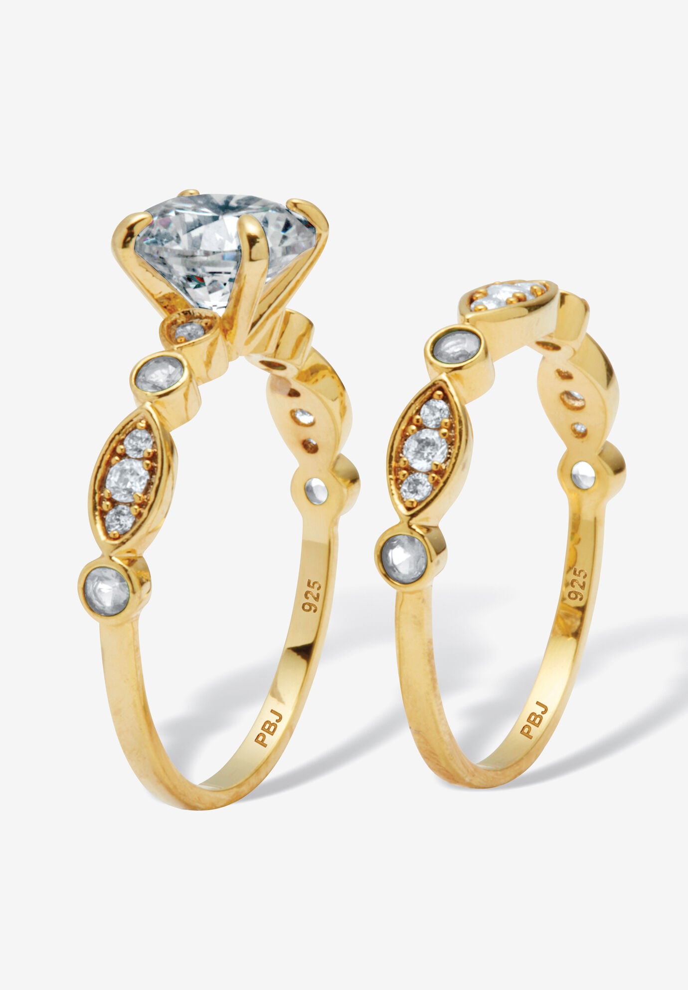 2.52 Tcw Round Cubic Zirconia Bridal Ring Set, , on-hover image number 1