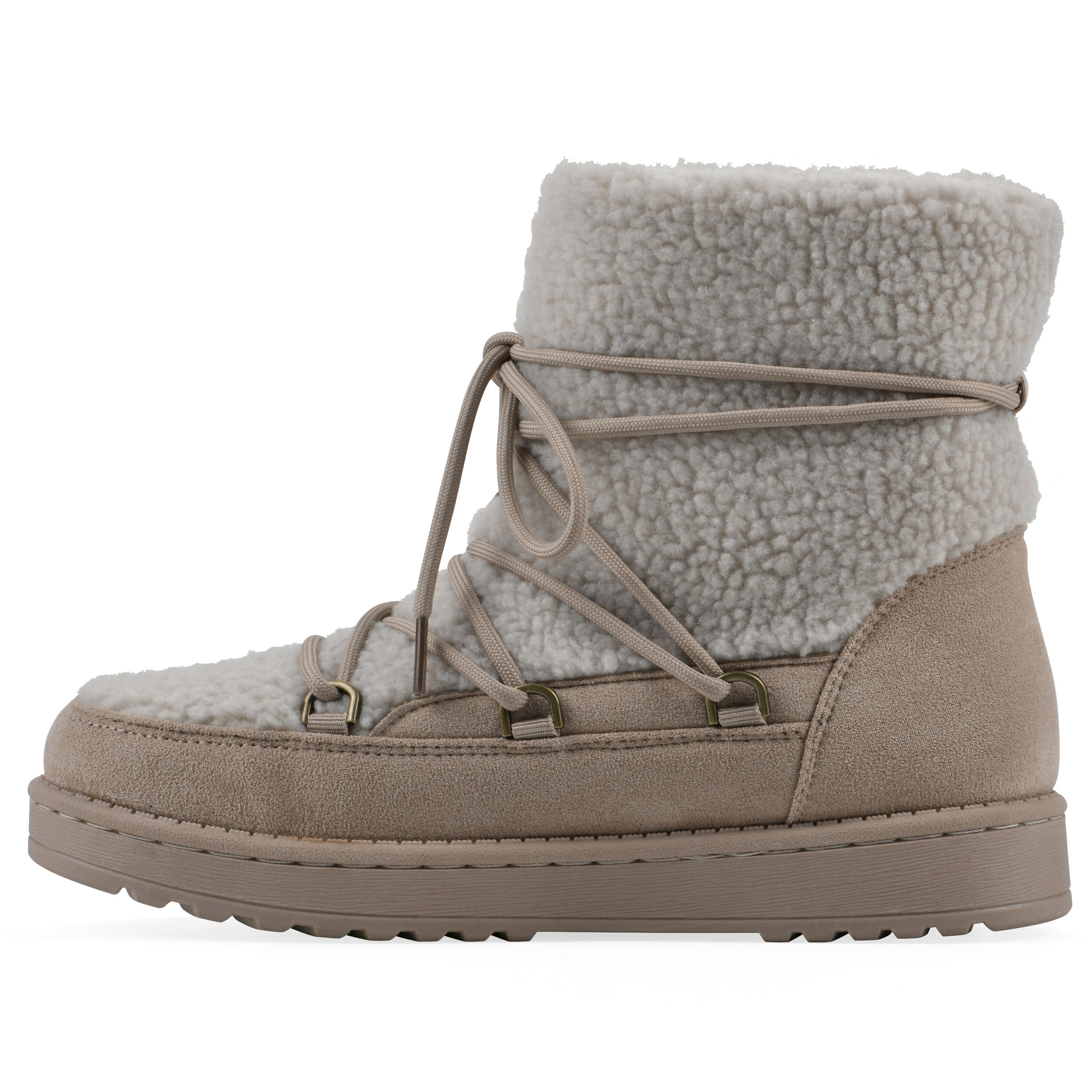 Isador Faux Sherpa Lace-Up Boot, DARK BEIGE, alternate image number 3
