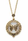 Goldtone Antiqued Butterfly Pendant with 24" Chain, , alternate image number null