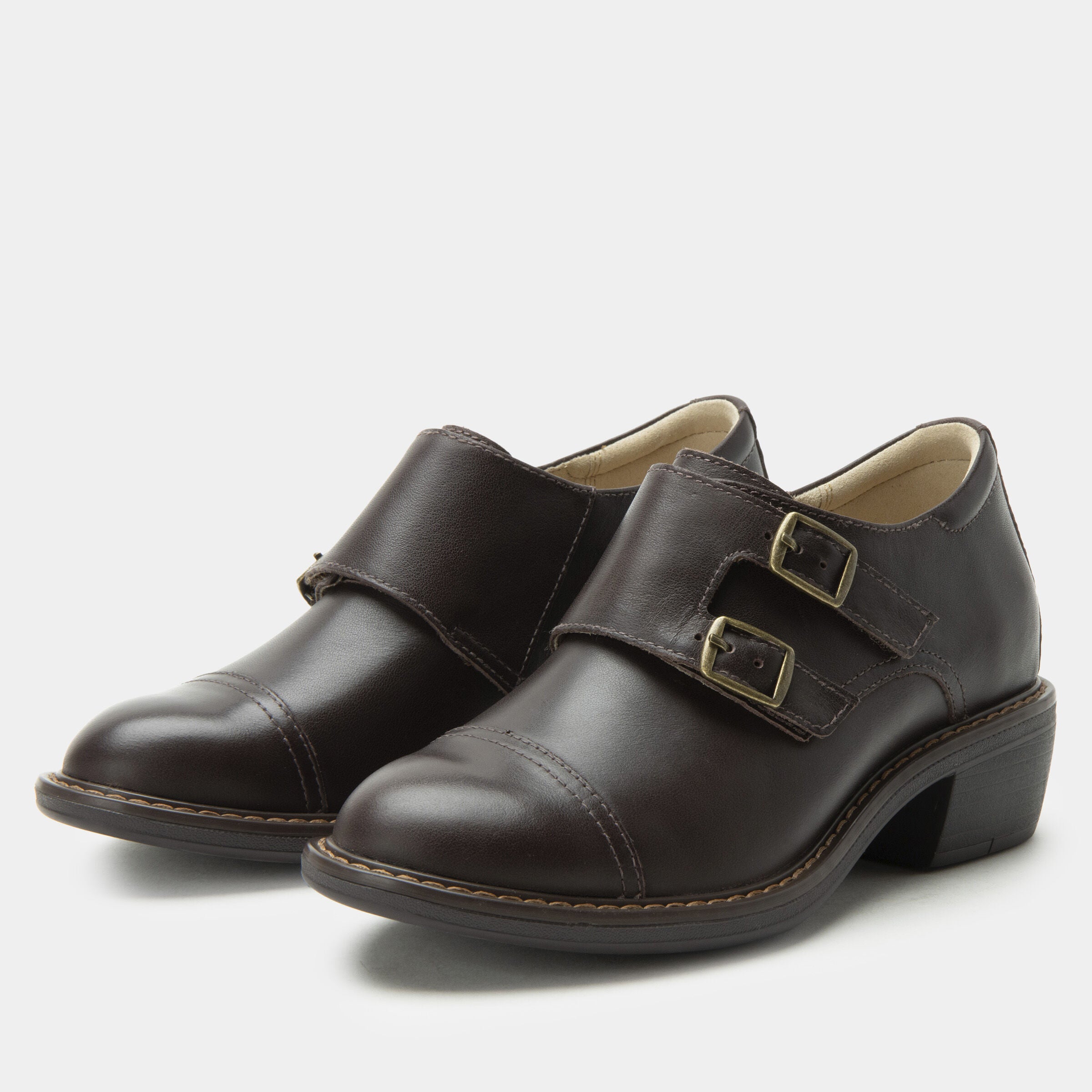 Mave Oxford Loafer Double Buckle Shoe, BROWN, hi-res image number 0
