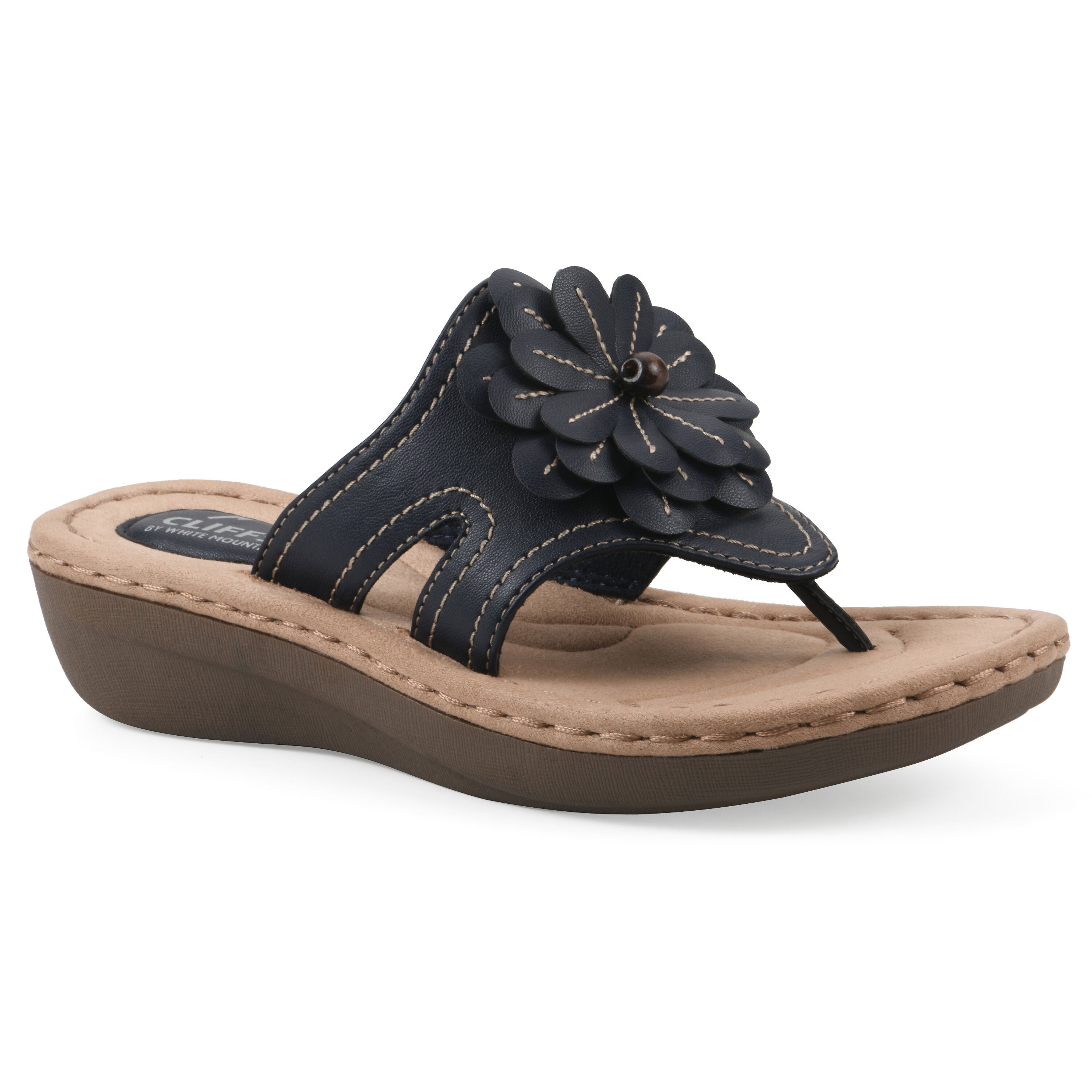 Cashlyn Floral Mini Wedge Sandal, NAVY SMOOTH, hi-res image number 0