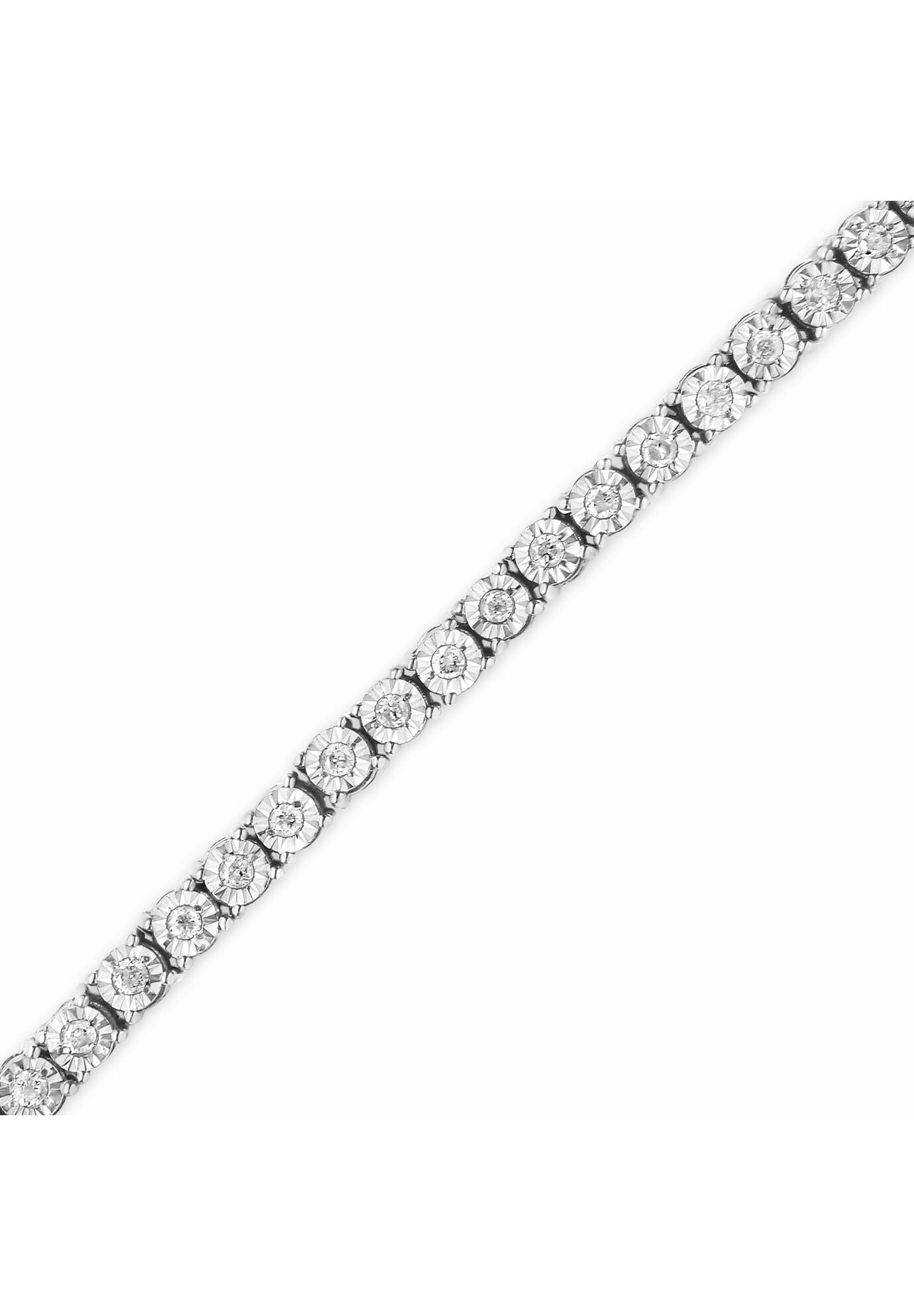 Sterling Silver Miracleset Diamond Round Faceted Bezel Tennis Bracelet 6 inches, , alternate image number 4