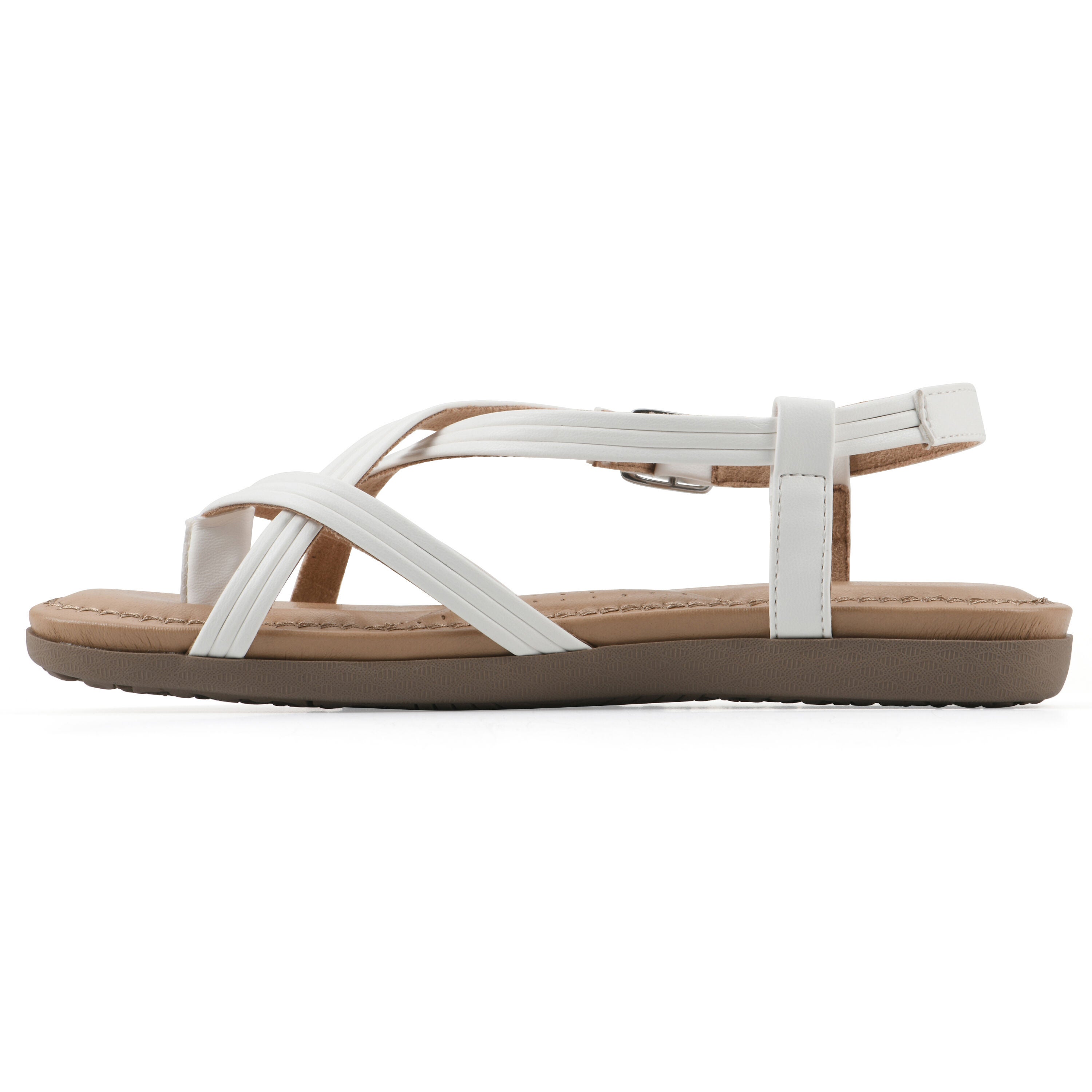 Frania Strappy Flat Sandal, WHITE SMOOTH, alternate image number 3