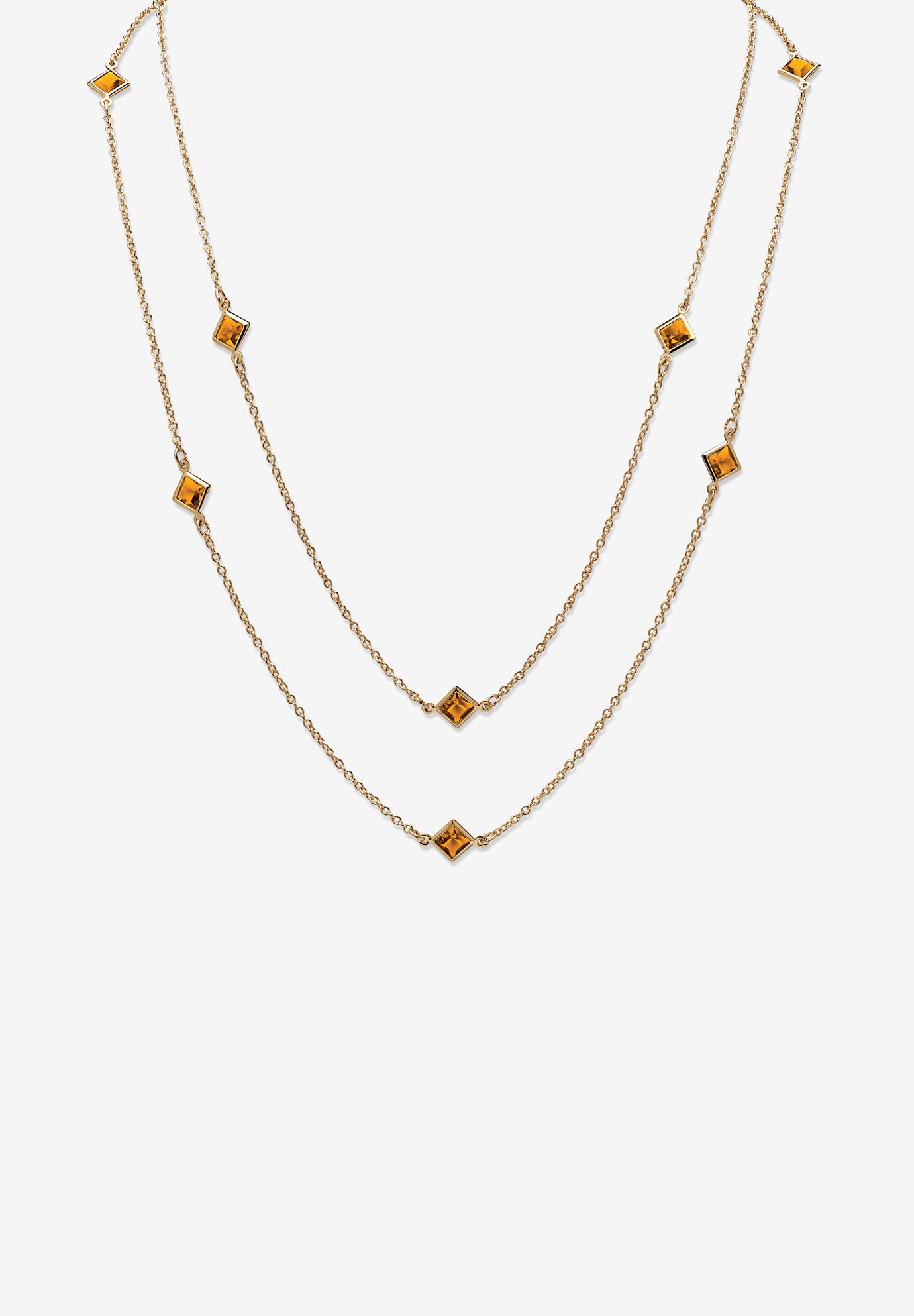 Gold Tone Endless 48 inches Necklace with Princess Cut Birthstone, NOVEMBER, hi-res image number 0