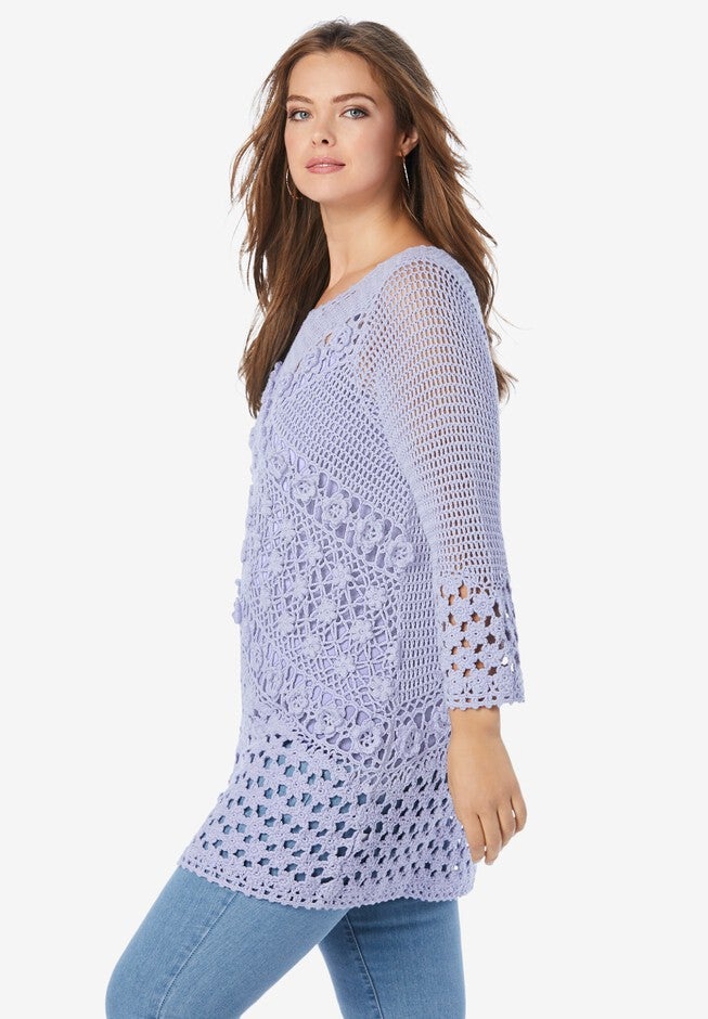Floral Crochet Sweater, , alternate image number 2