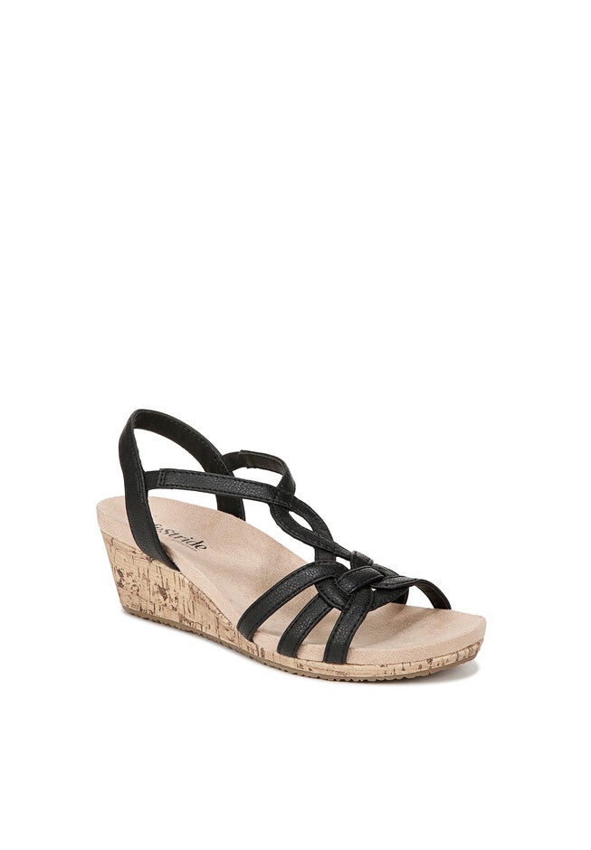 Monaco 2 Wedge, BLACK FAUX LEATHER, hi-res image number null