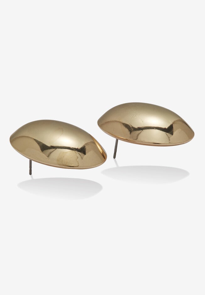 Goldtone Dome Earrings, 30X20Mm, , on-hover image number 1