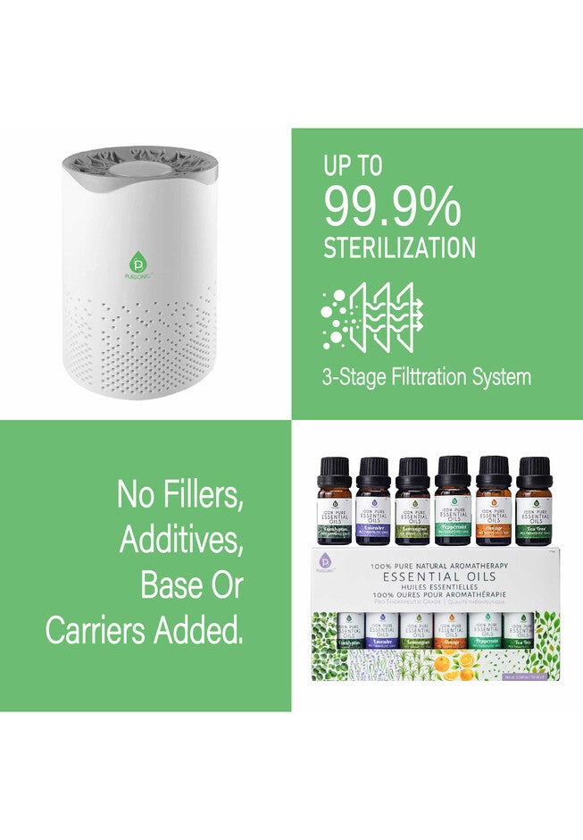 Air Purifier With 6-Pack Premium Essential Oils Collection, , on-hover image number null