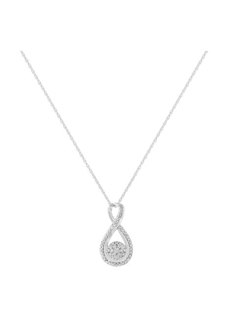 Sterling Silver Diamond Accent Infinity Pendant Necklace, , on-hover image number null