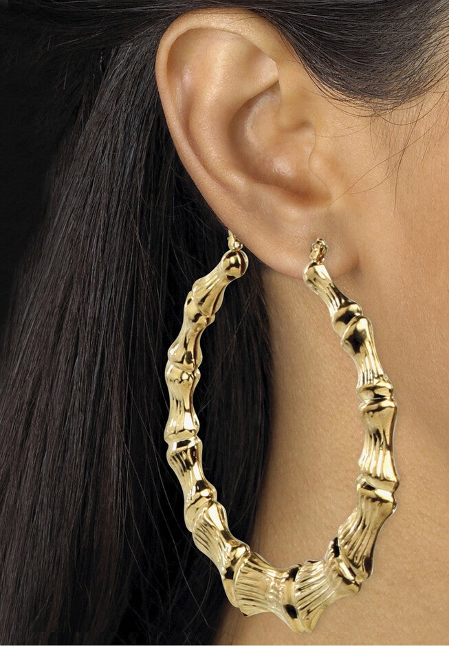 Gold Tone 3 Pair Bamboo Hoop Earring Set, , alternate image number null